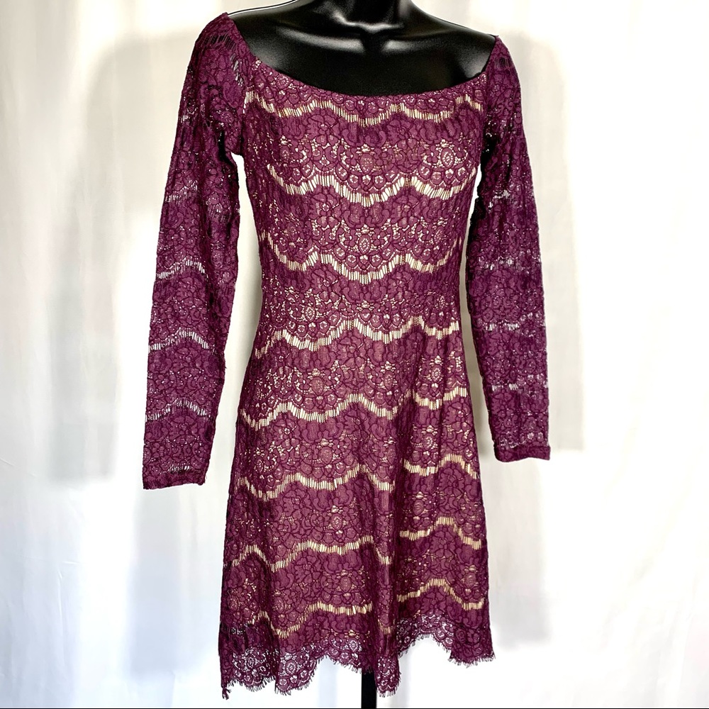 Xhilaration Eyelash Lace Long Sleeve Dress - Picture 5 of 14